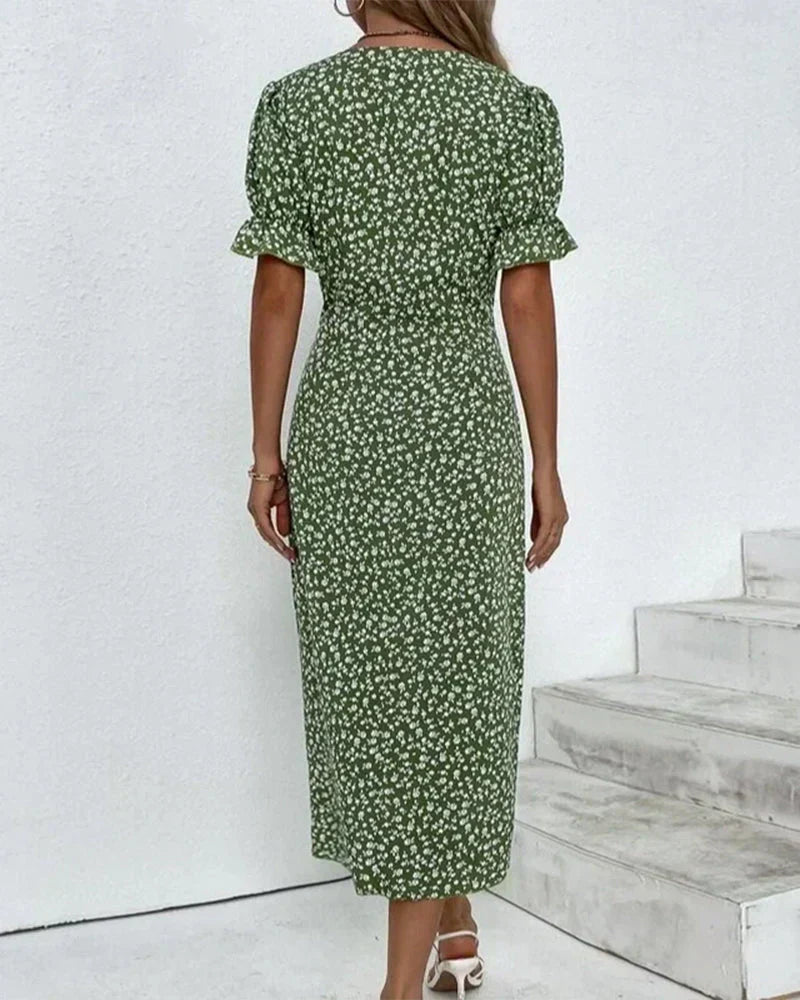 Leah | Ruffle Wrap Button Dress