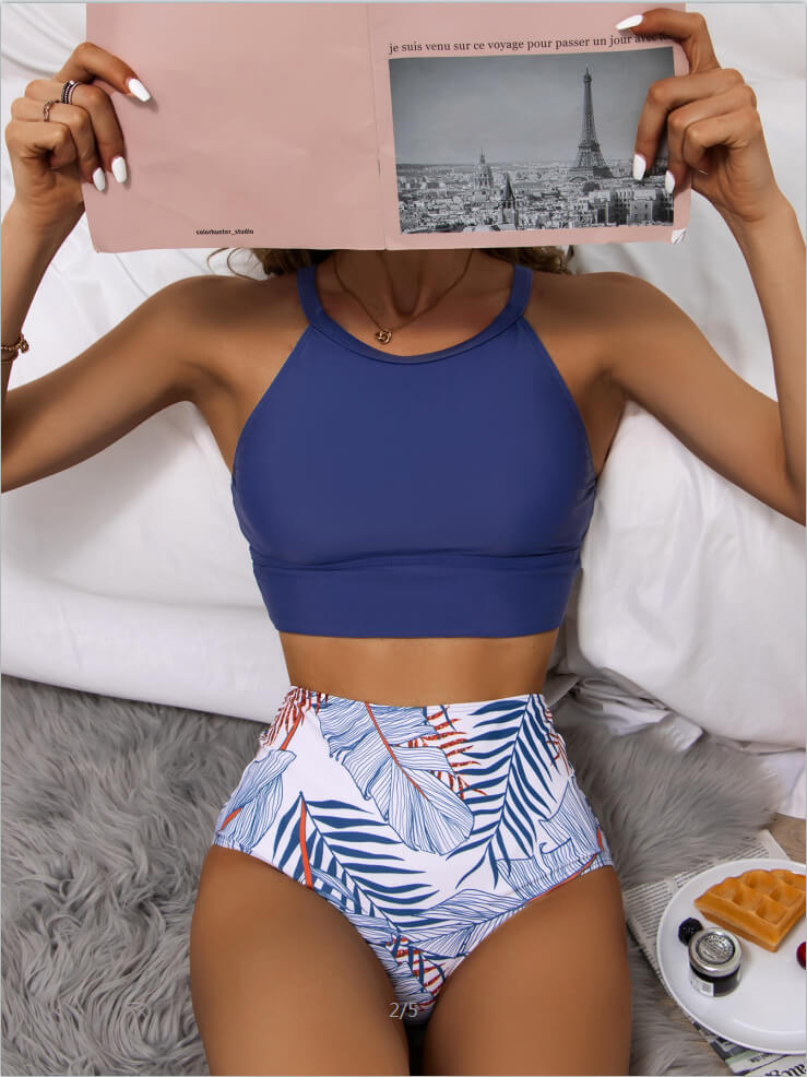 Justina® | High-waisted bikini top with drawstring closure