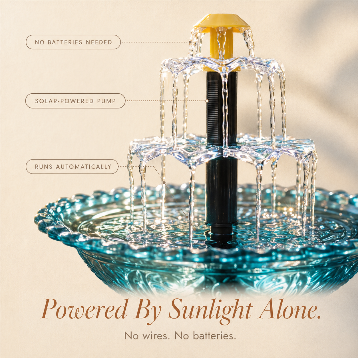 Avelora – Solar Hanging Bird Bath Fountain with Two-Tier Cascade
