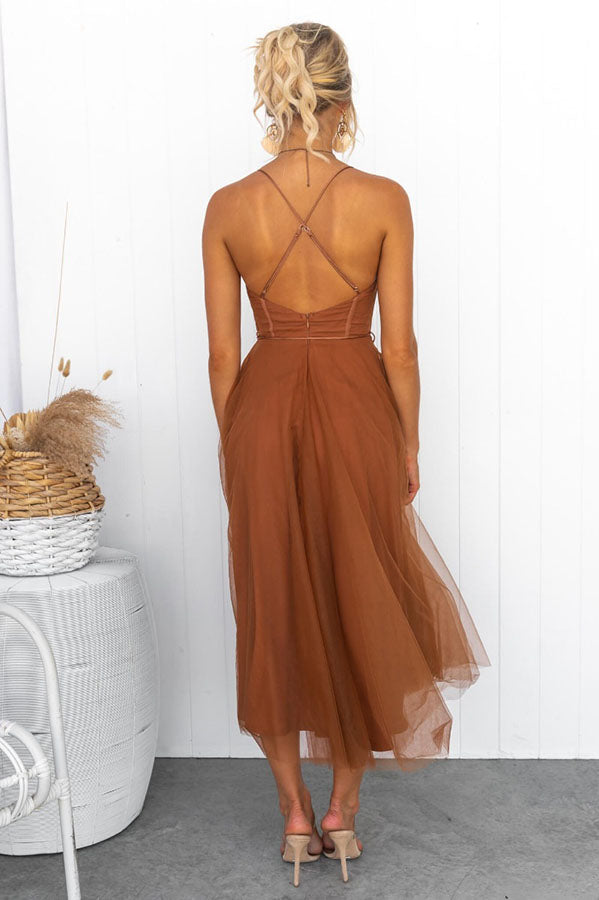 Elegant Long Dress with Bustier - Flowing Ceremony Dress