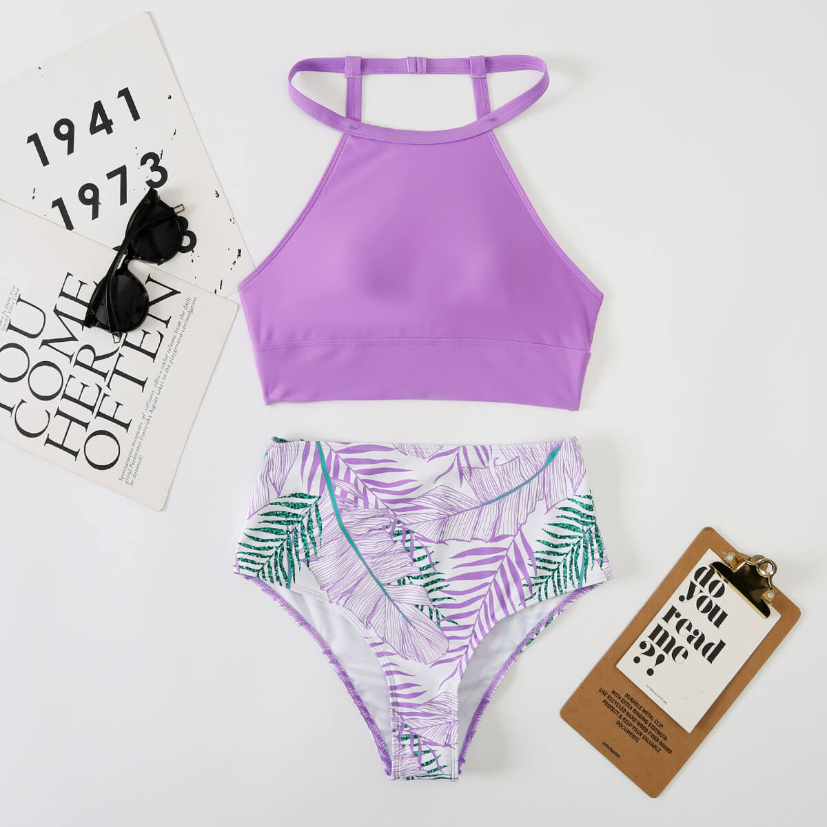 Justina® | High-waisted bikini top with drawstring closure