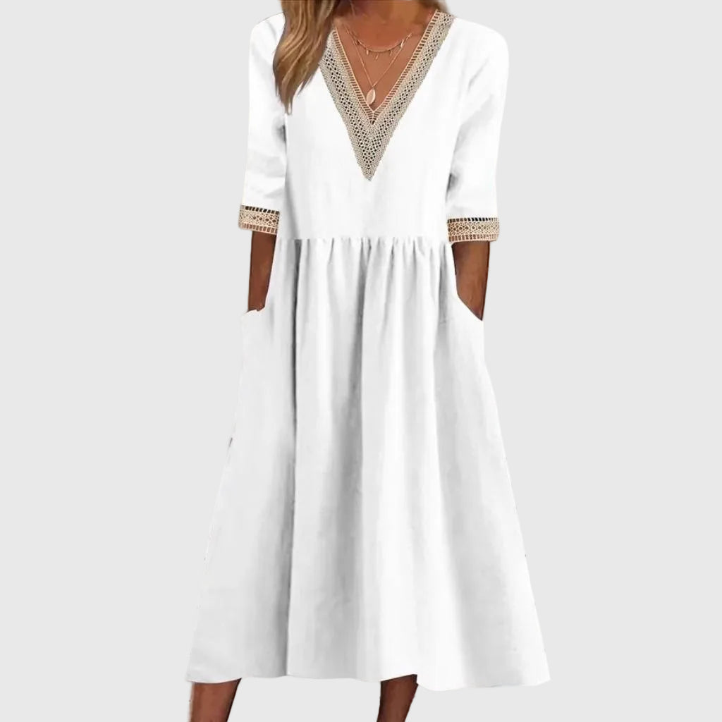 Sara | Midi Dress with Elegant Lace Detail