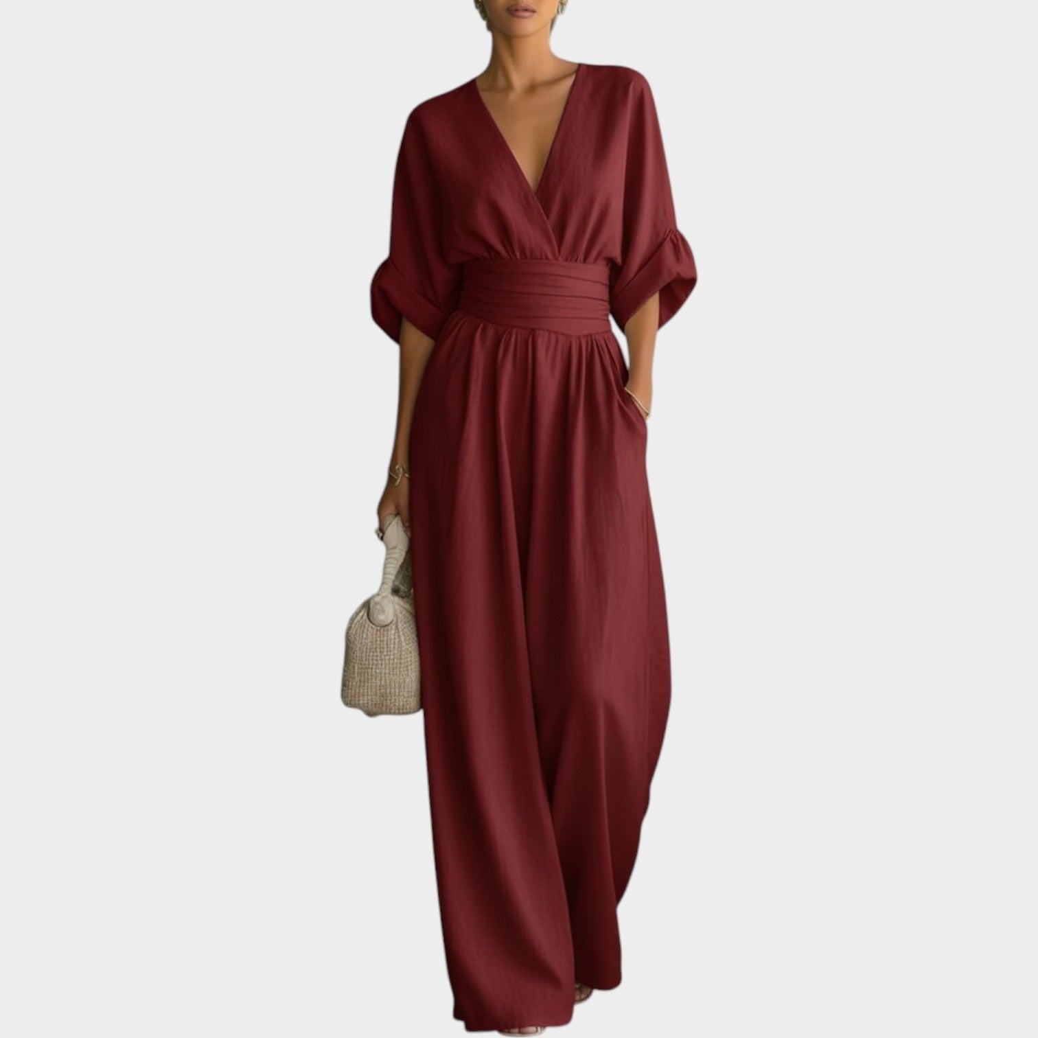 Wide Leg Draped Jumpsuit