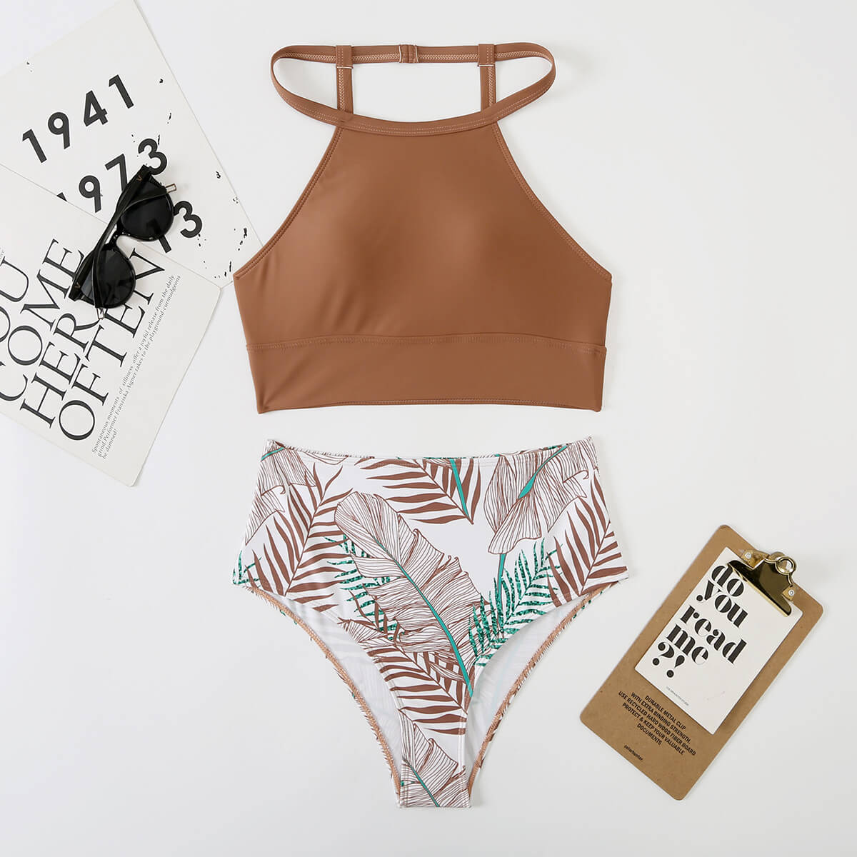 Justina® | High-waisted bikini top with drawstring closure