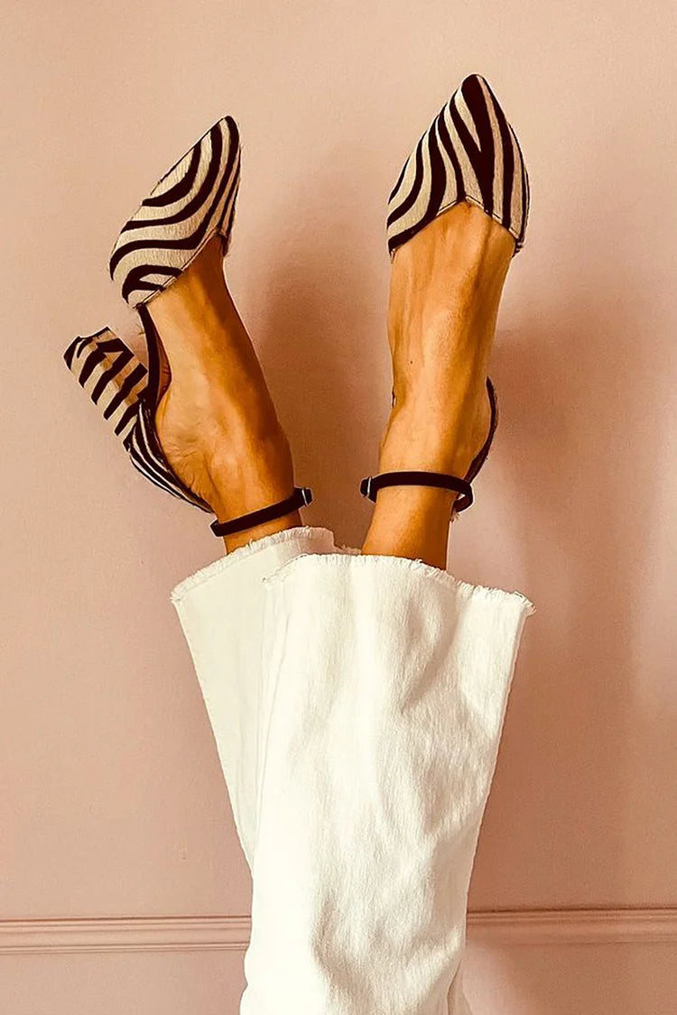 Keren™ | Pointed Toe Heels with Zebra Print
