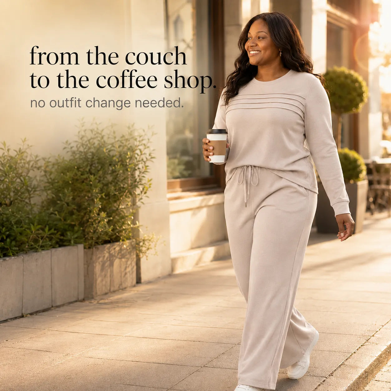 Lounara – Soft-Stretch Lounge Set with Wide-Leg Pants and Pockets