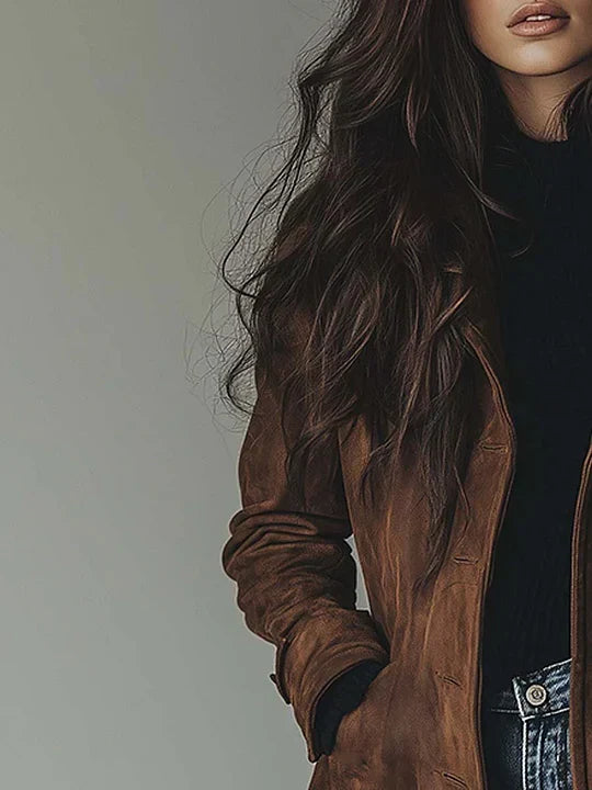 Vintage Faux Suede Trench Coat