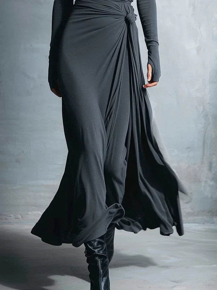 Elegant Jersey Maxi Dress with Wrap Knot