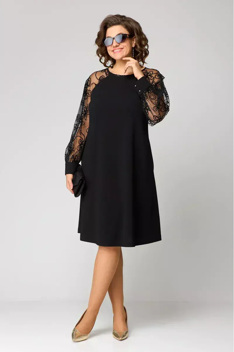 Coralía | Women's Dress with Embroidered Sleeves