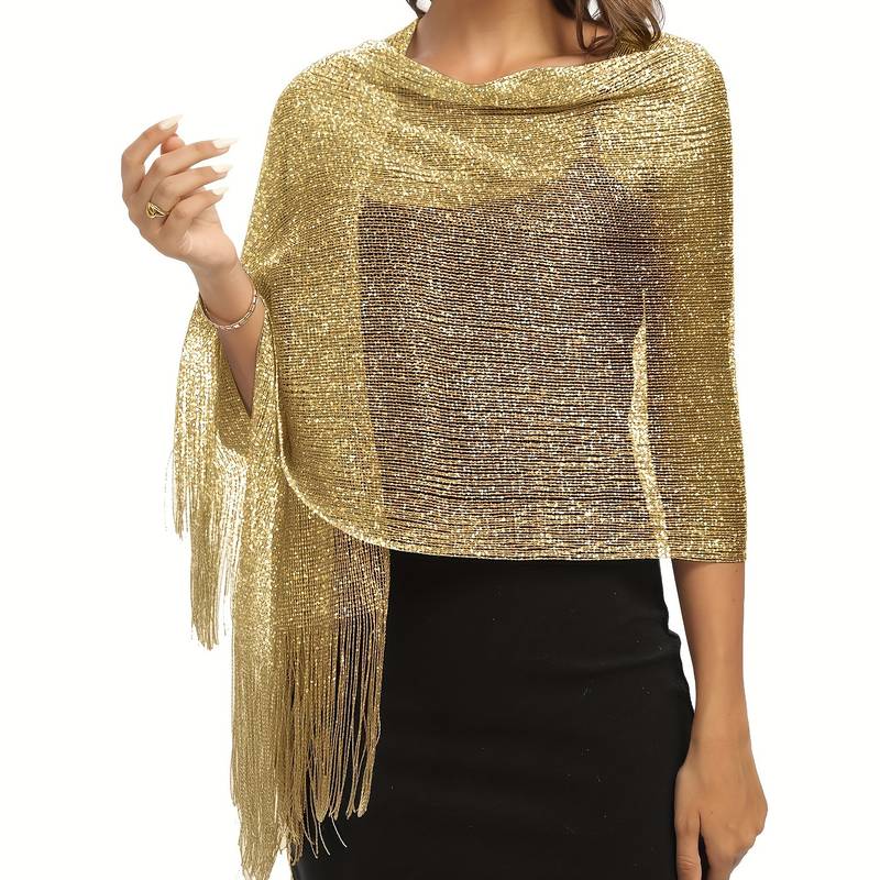 Shoshana - Elegant Decorative Shawl Lace Tassel With Metallic Scarves