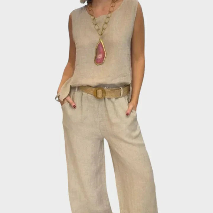 Paloma | Sleeveless Bohemian Top with Matching Cropped Pants