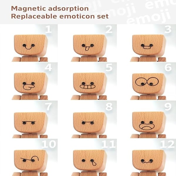 HappyTimber - Wooden Sway Figure with 12 Magnetic Emotions