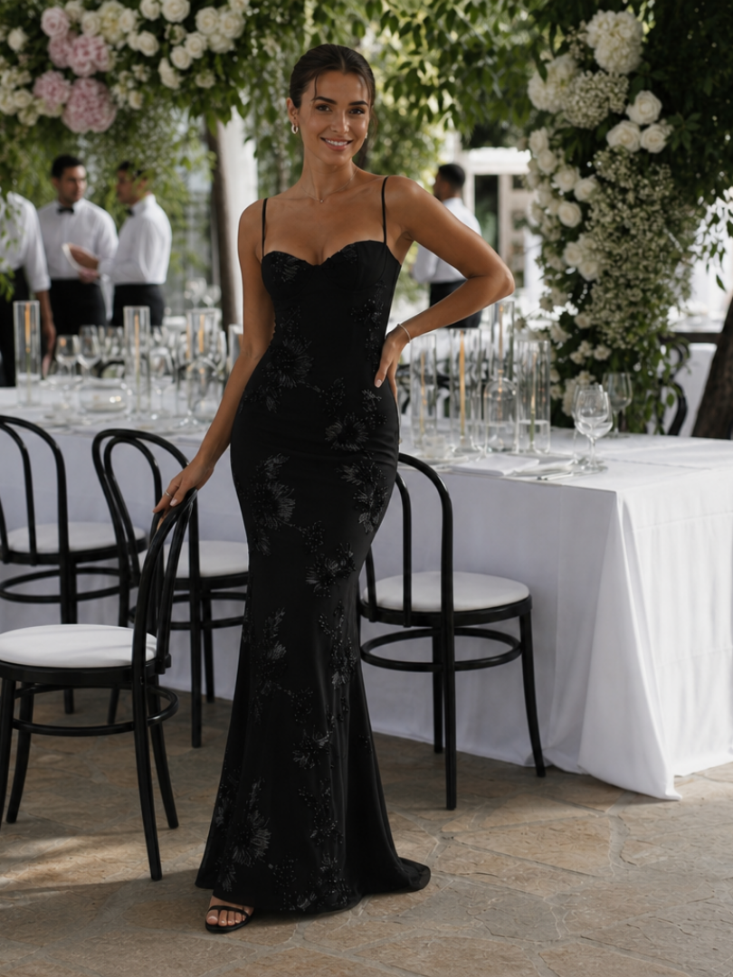 Danica | Spaghetti Strap Corset Bodice Maxi Dress
