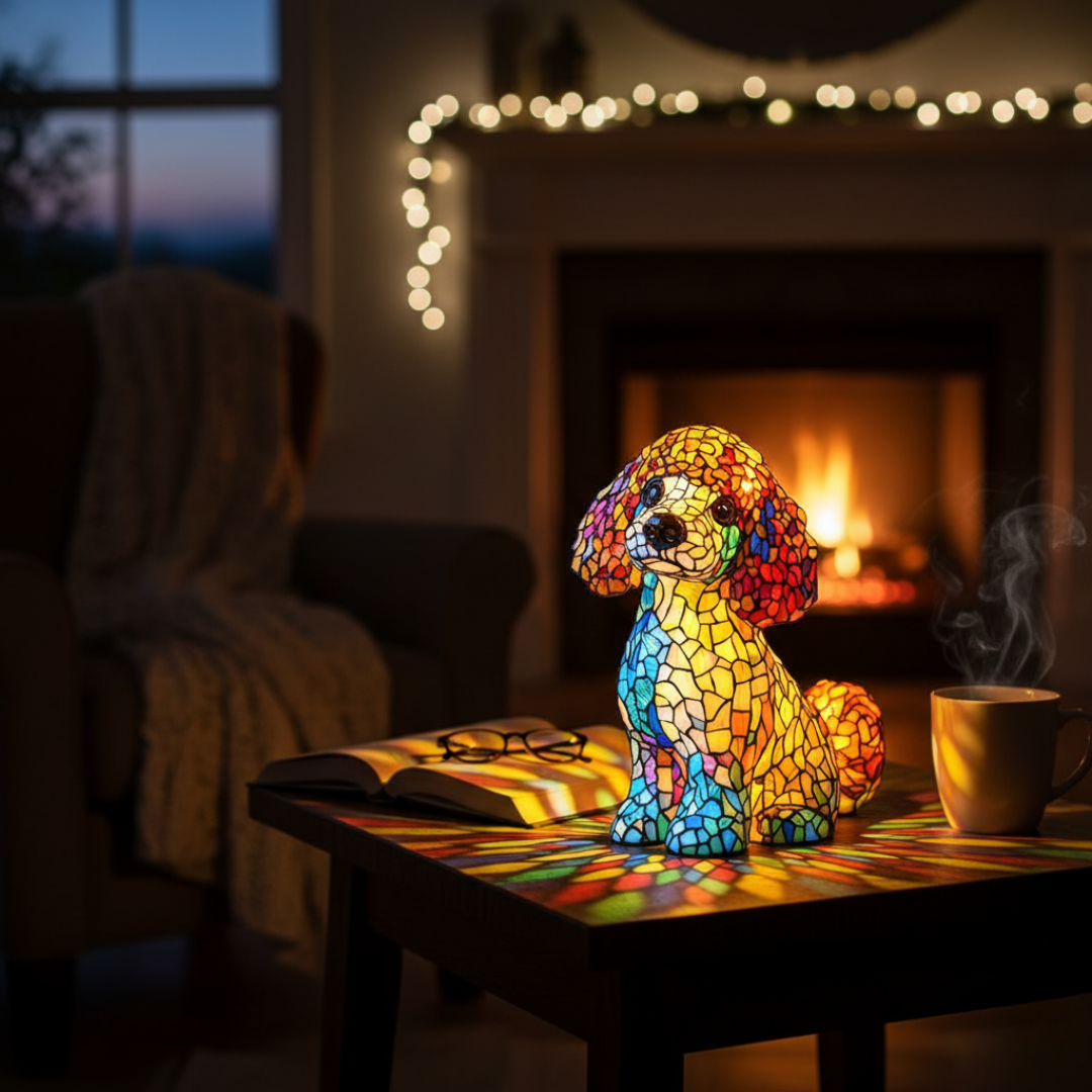 Poodle | Glass Painting Lamp