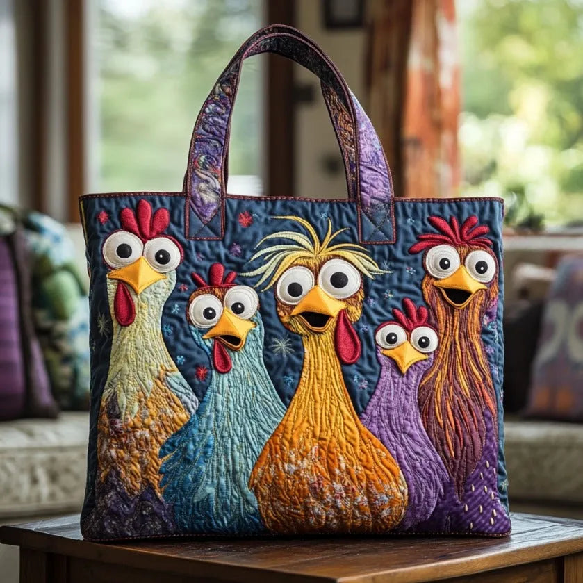 Artisanal Bag - Five Colorful Chickens