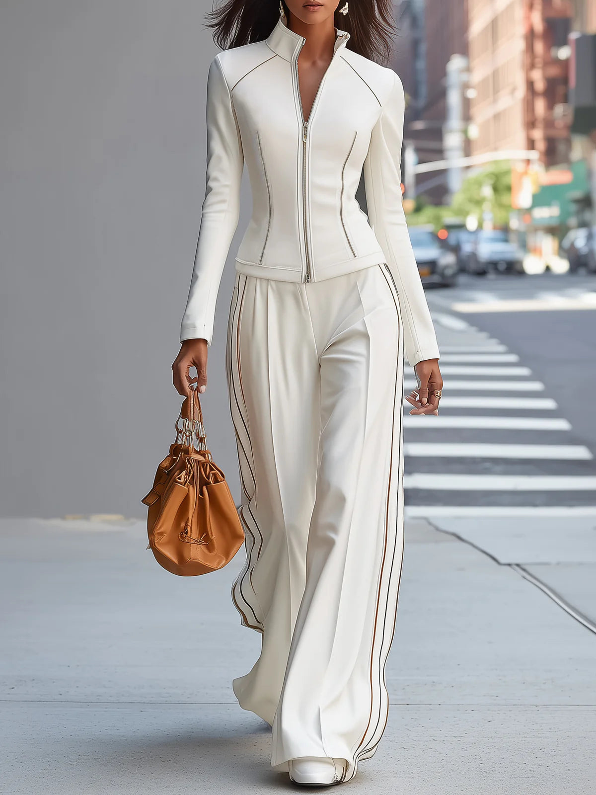 Hannah | White Suit and Wide Pants Set
