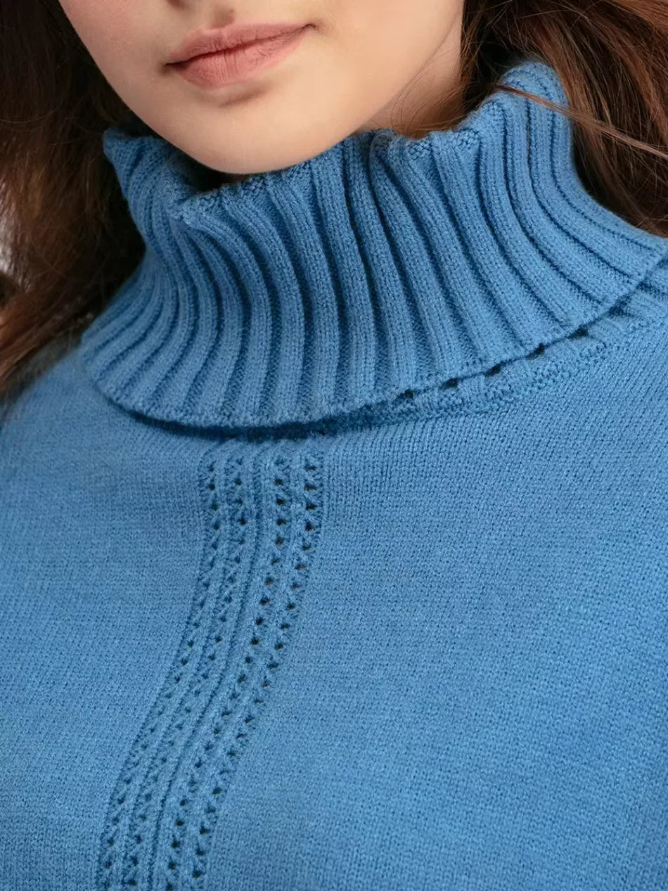 Scarlett - Chic High-Neck Knit Sweater & Loose Pants Set