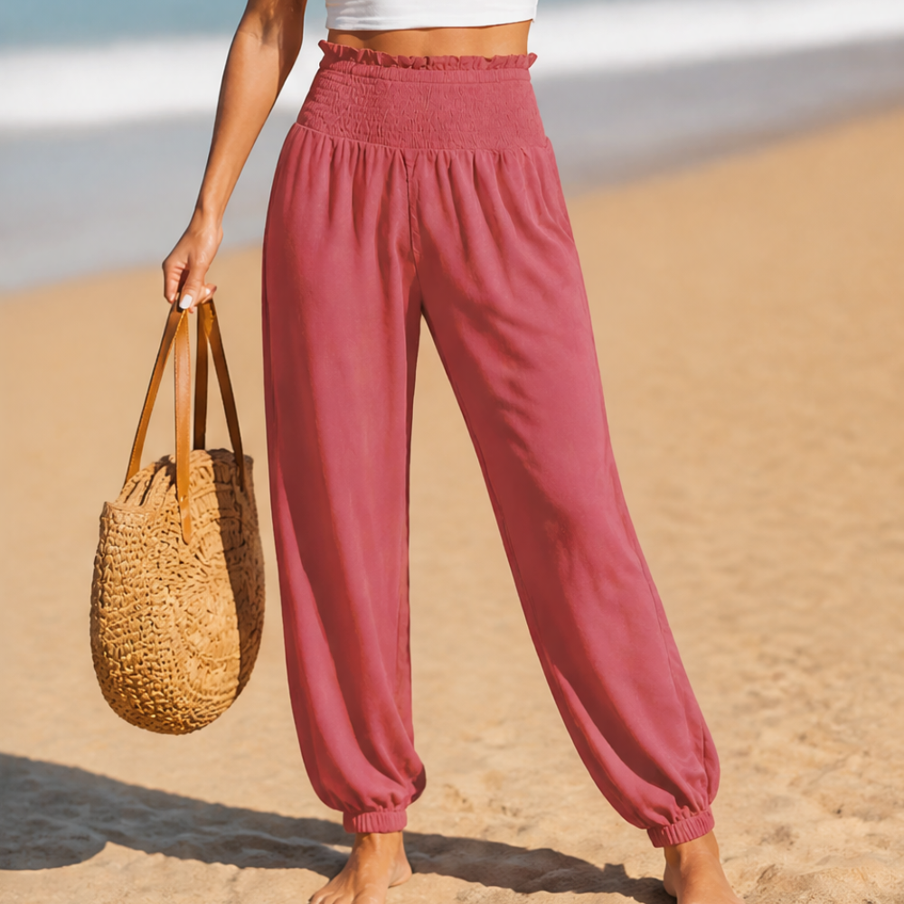 Breesa – Smocked High-Waist Summer Pants