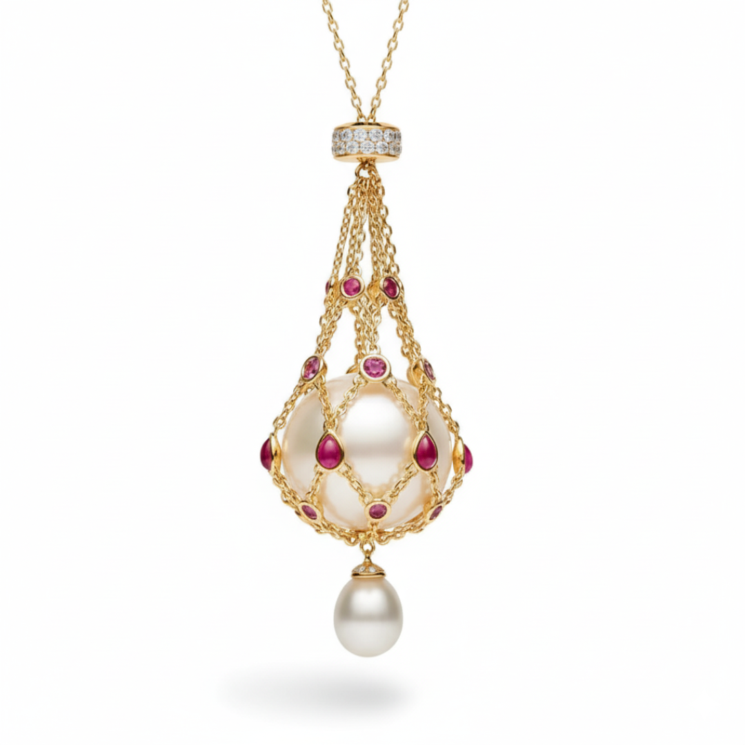 Lunara – Pearl & Gemstone Lavalier Pendant Necklace