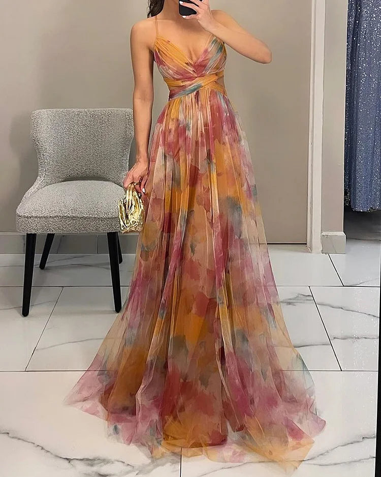 Sophia | Elegant Halter Print Dress