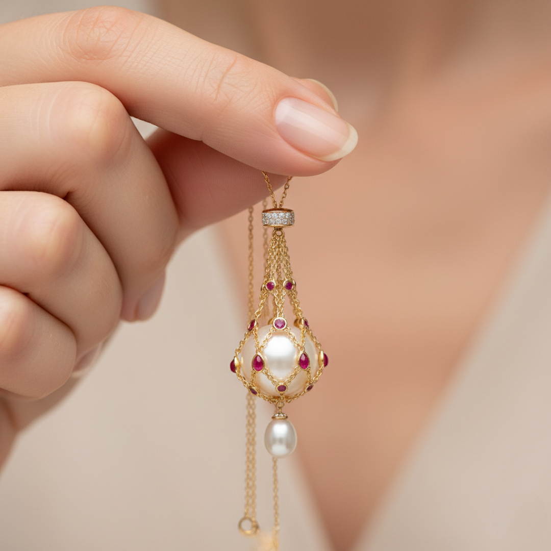 Lunara – Pearl & Gemstone Lavalier Pendant Necklace