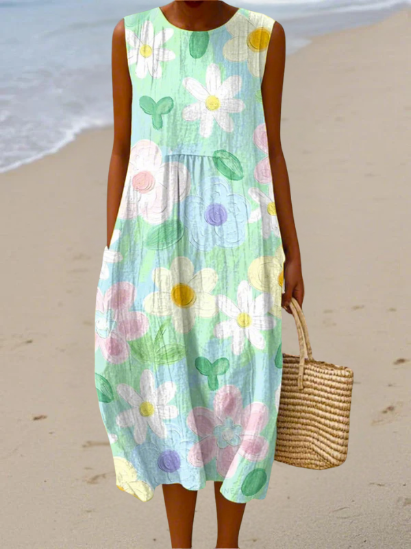 Kathleen - Pastel Blossom Midi Dress