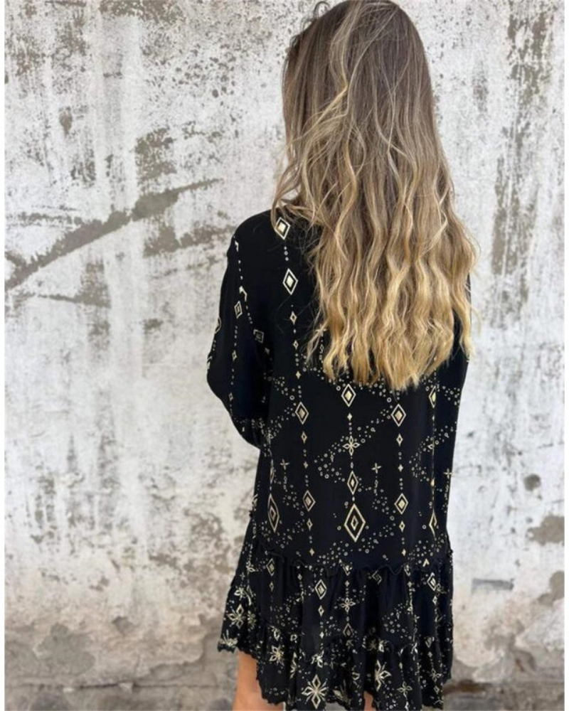 Teagan - Women’s Loose Fit V-Neck Boho Dress