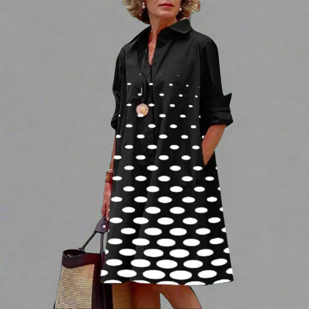 Vega - Stylish Unique Dot Print Loose Dress
