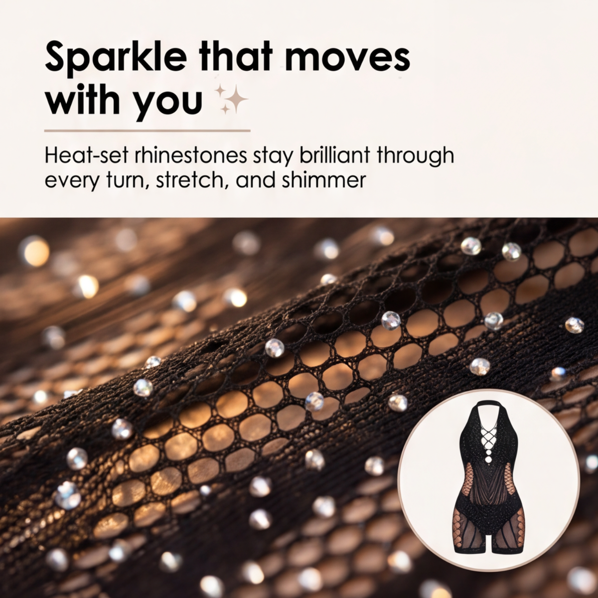 Lumiere – Rhinestone Fishnet Bodysuit