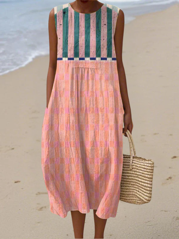 Pamela - Striped Pastel Midi Dress