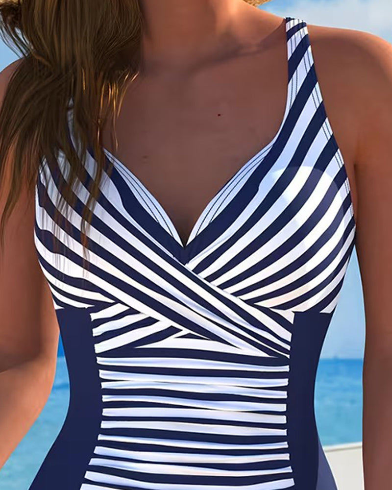 Finally, a swimsuit with stripes and color blocks