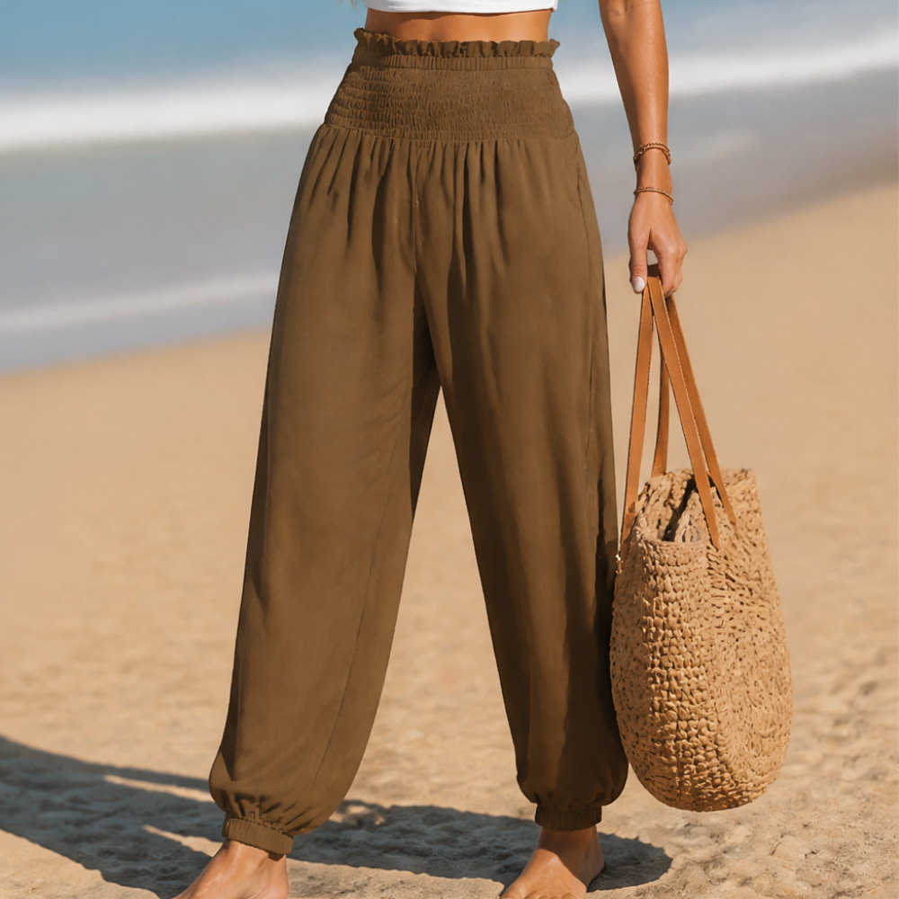 Breesa – Smocked High-Waist Summer Pants