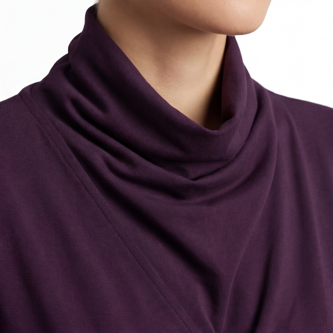 Florenne – Asymmetrical Draped High Neck Maxi Dress
