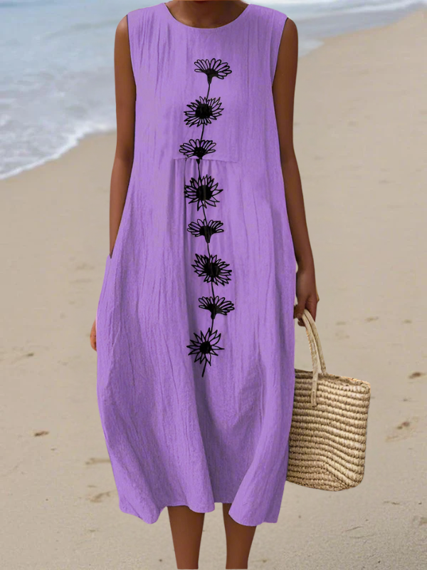Emma | Midi Dress in Floral Purple