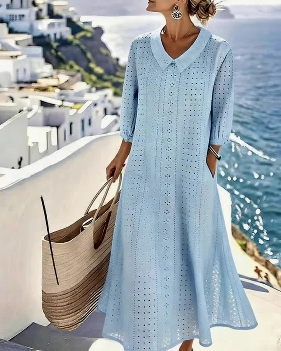 AUTUMN – ELEGANT MIDI DRESS WITH EMBROIDERY DETAILS