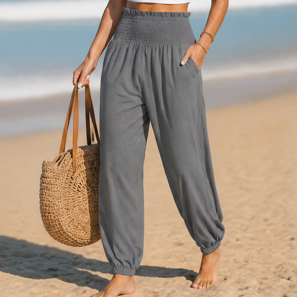 Breesa – Smocked High-Waist Summer Pants