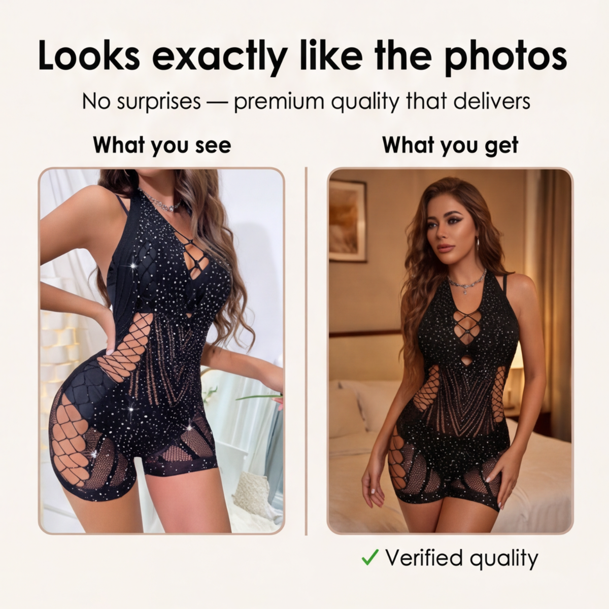 Lumiere – Rhinestone Fishnet Bodysuit