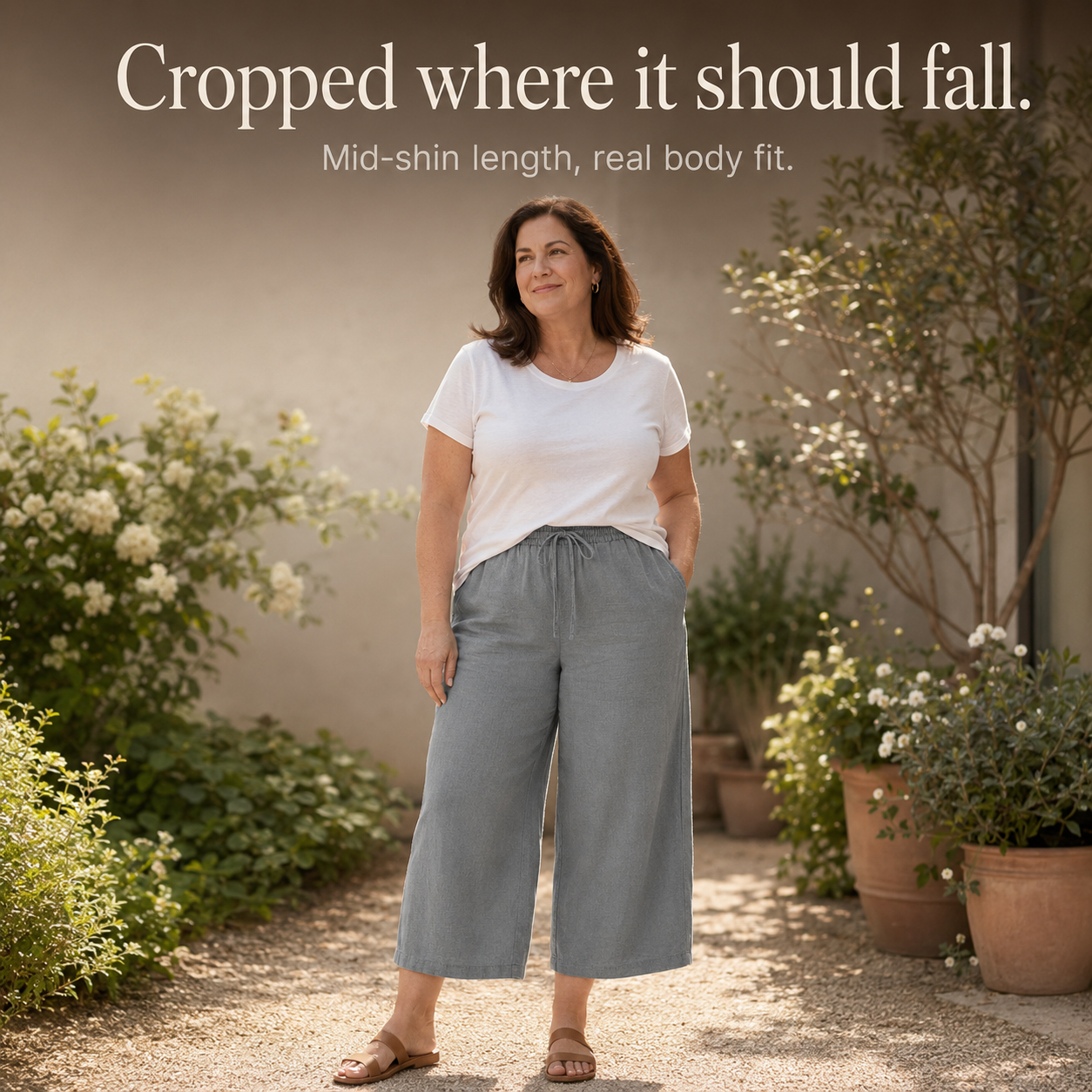 Calmara – Cropped Wide-Leg Drawstring Pants