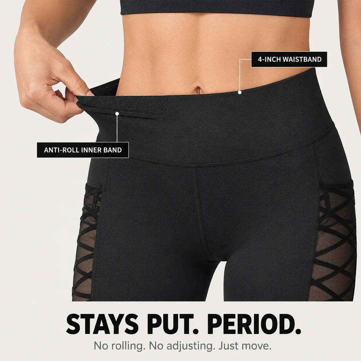 Flexora – High Waist Mesh-like Side Capri Leggings with Phone Pocket