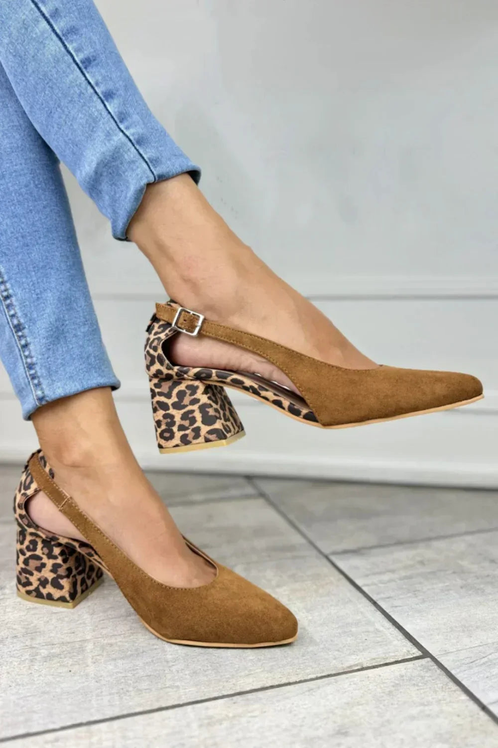 CAMILLE – LEOPARD BLOCK HEEL SLINGBACKS