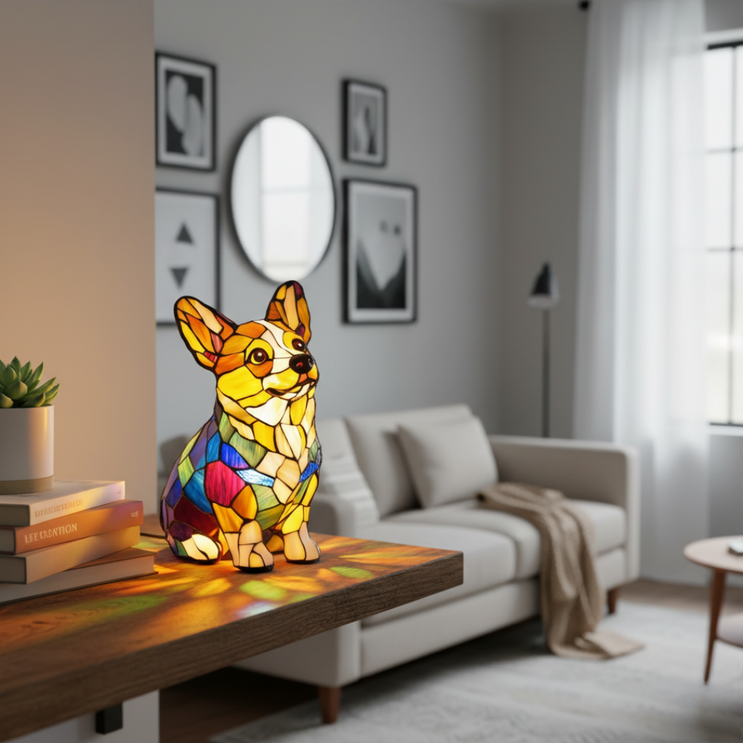 Corgi | Glass Painting Lamp