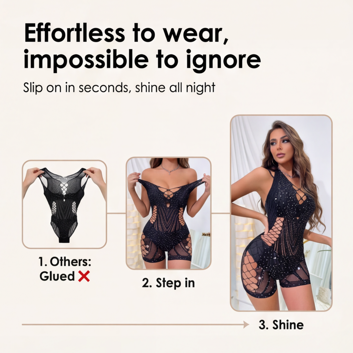 Lumiere – Rhinestone Fishnet Bodysuit