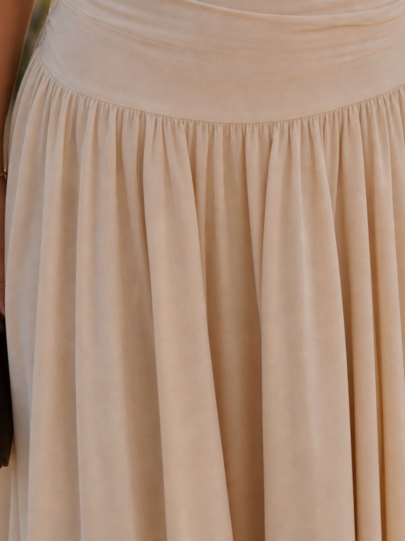 Zelene | Strapless Ruched Bodice Midi Dress