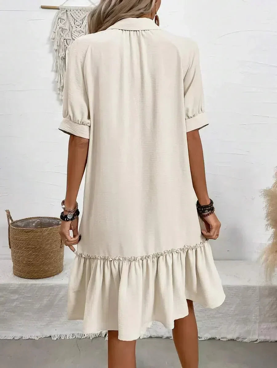 Aliyah – Button-Down Ruffle Hem Dress