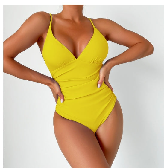 LolaBeach - Solid Deep V-Neck Swimsuit