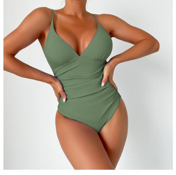 LolaBeach - Solid Deep V-Neck Swimsuit
