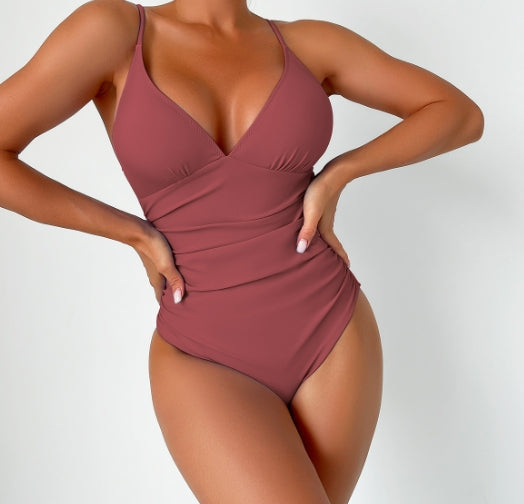 LolaBeach - Solid Deep V-Neck Swimsuit