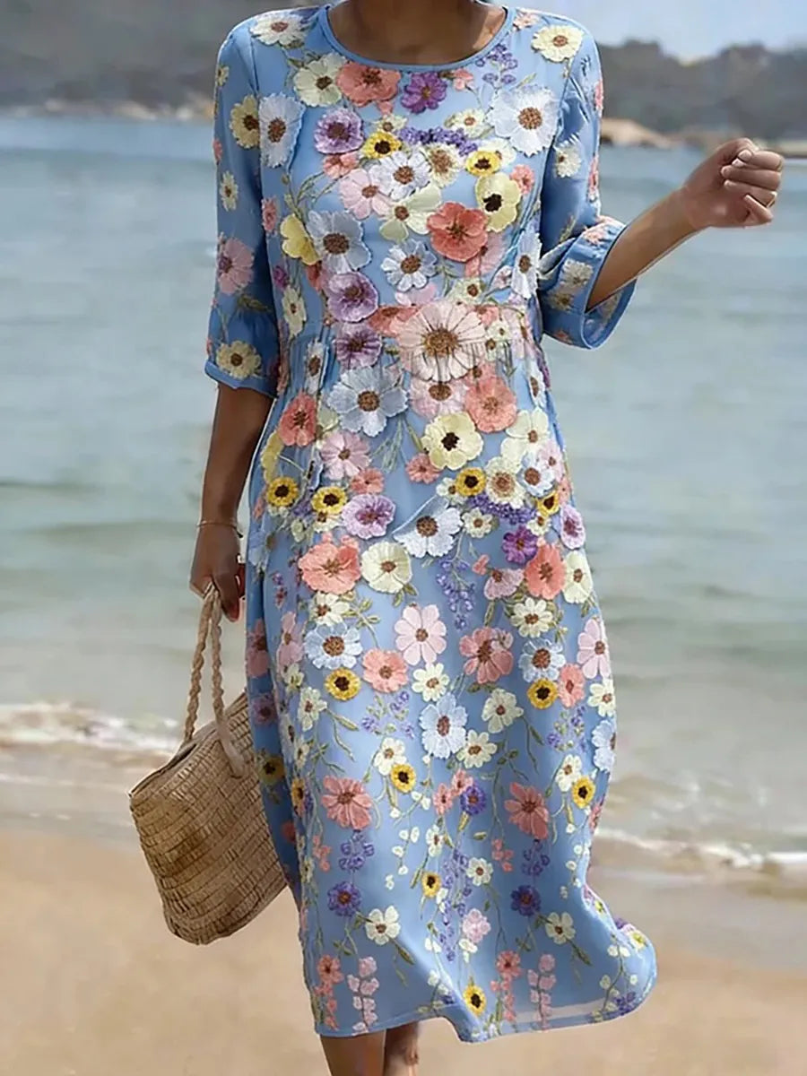 Women's Casual Dress with Floral Print.