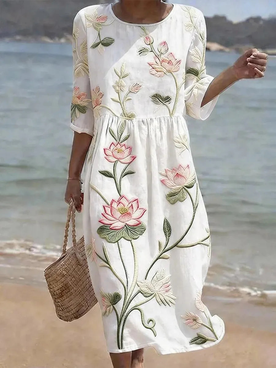 Casual women's dress with floral print.
