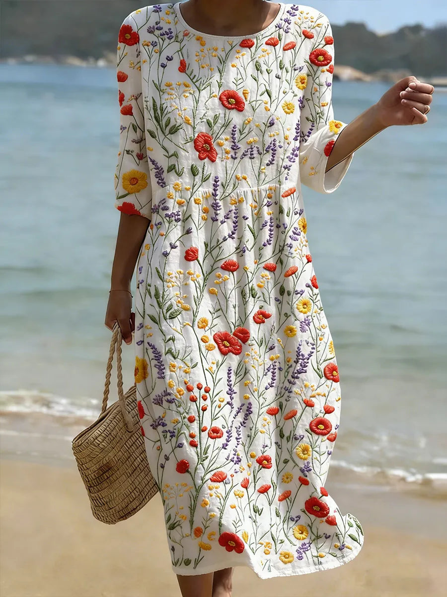 Women's casual dress with floral print.